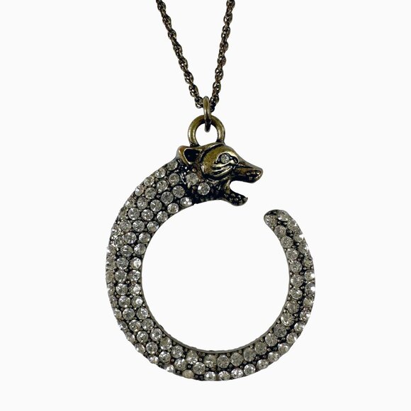 Samantha Wills Panther Crystal Crescent Necklace Brass Chain Old Money Boho Luxe - Picture 3 of 10